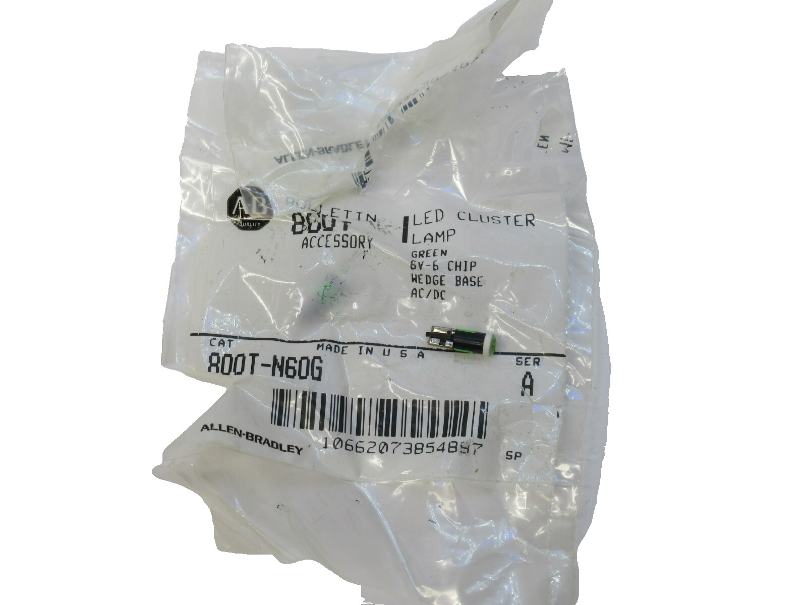 (NEW – Lot of 2) ALLEN BRADLEY 800T-N60G , 800TN60G LED Lamp , Green