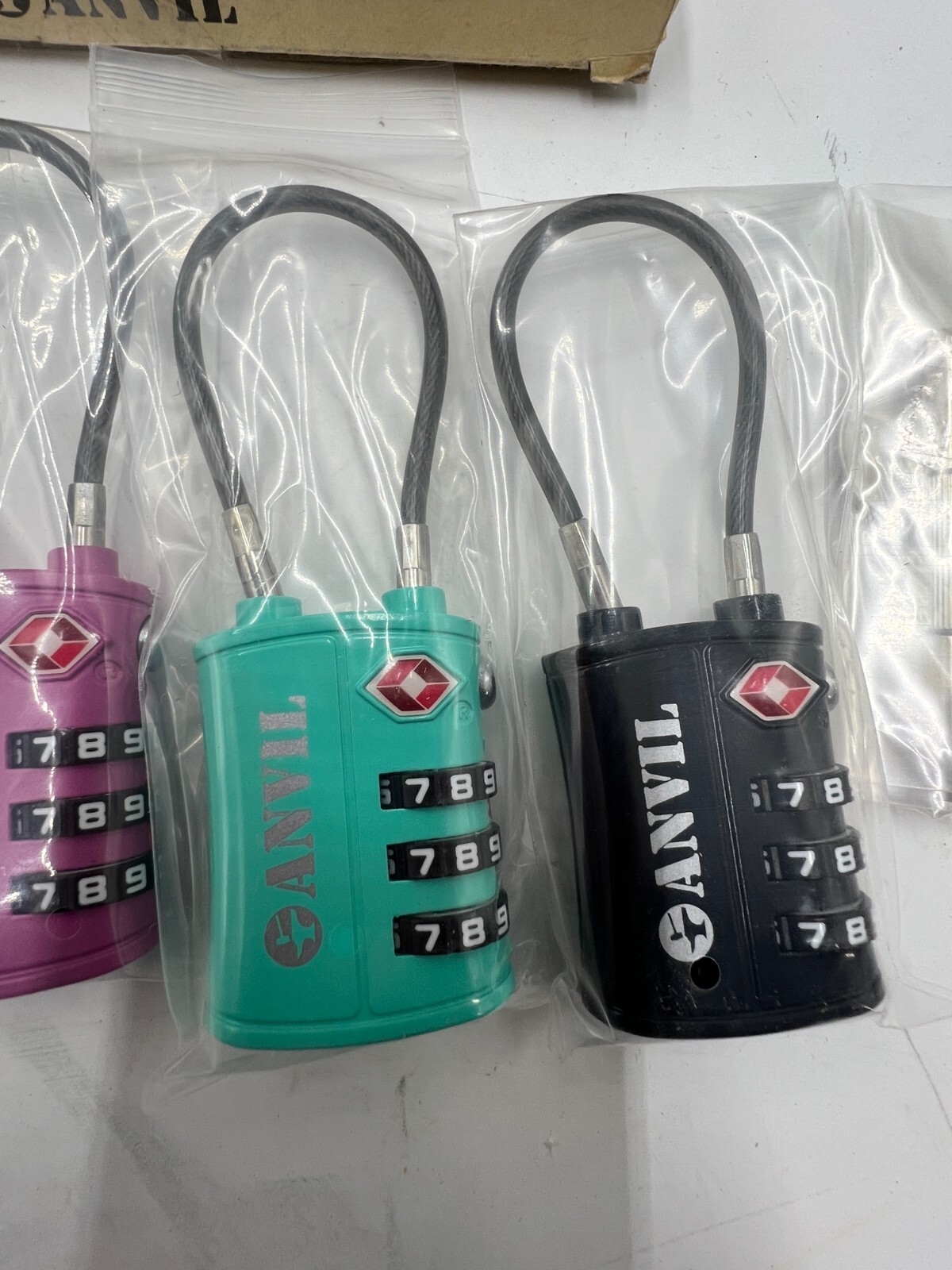(QTY 4) Anvil 3-Digit Combination Luggage Lock C108 TSA Approved, Alloy Body
