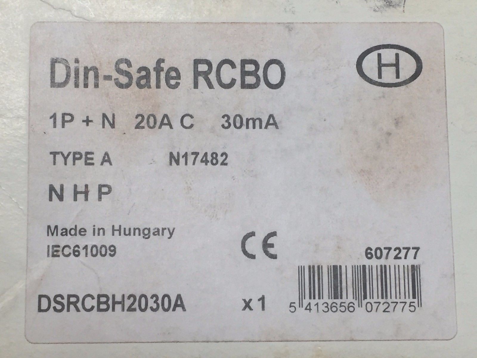 NHP TERASAKI DSRCBH2030A 20A 10kA Din-Safe RCBO C20 RCD