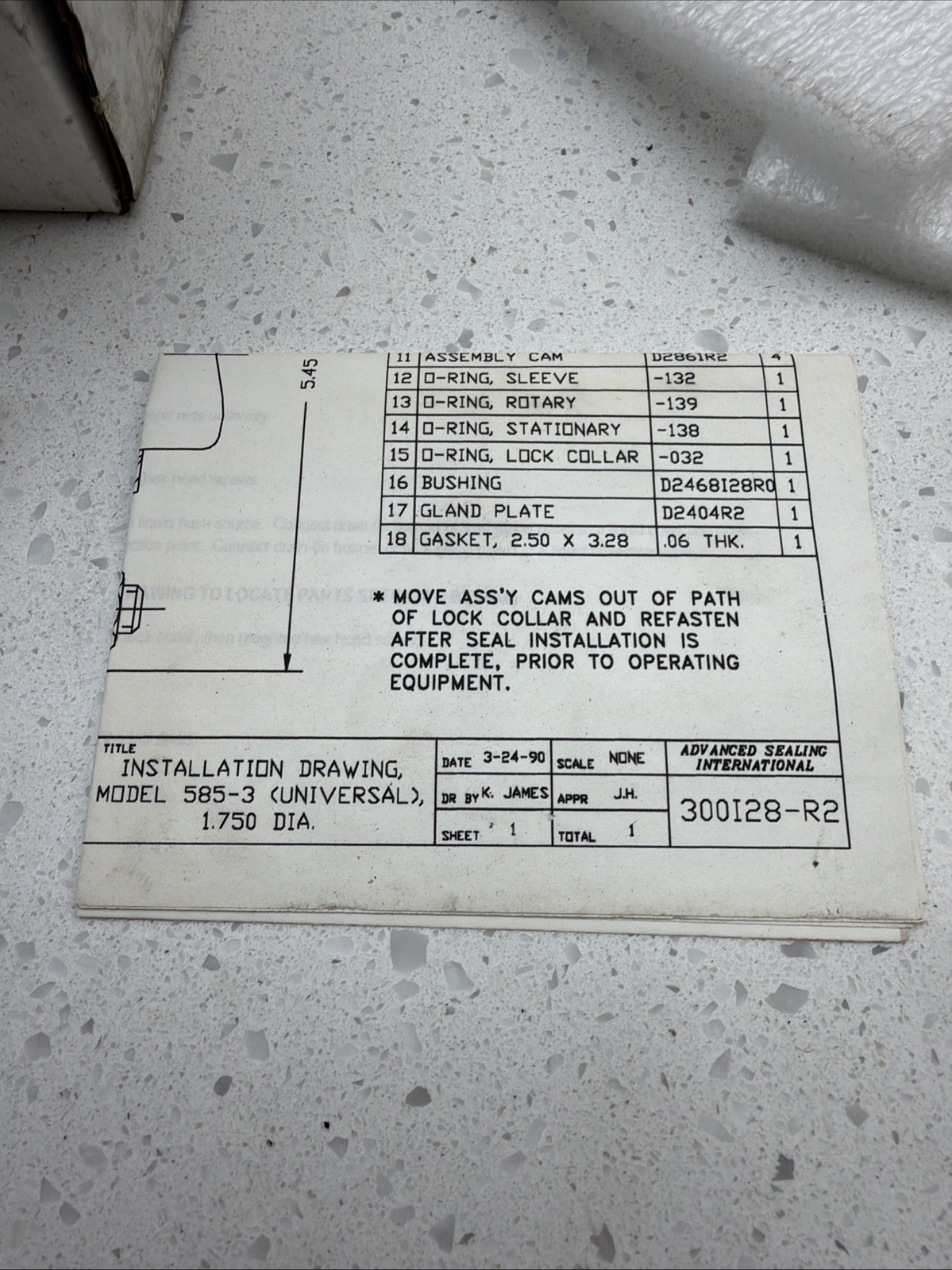 NEW ASI 585-3 Mechanical Seal 1.750″ 316ss 1-3/4”