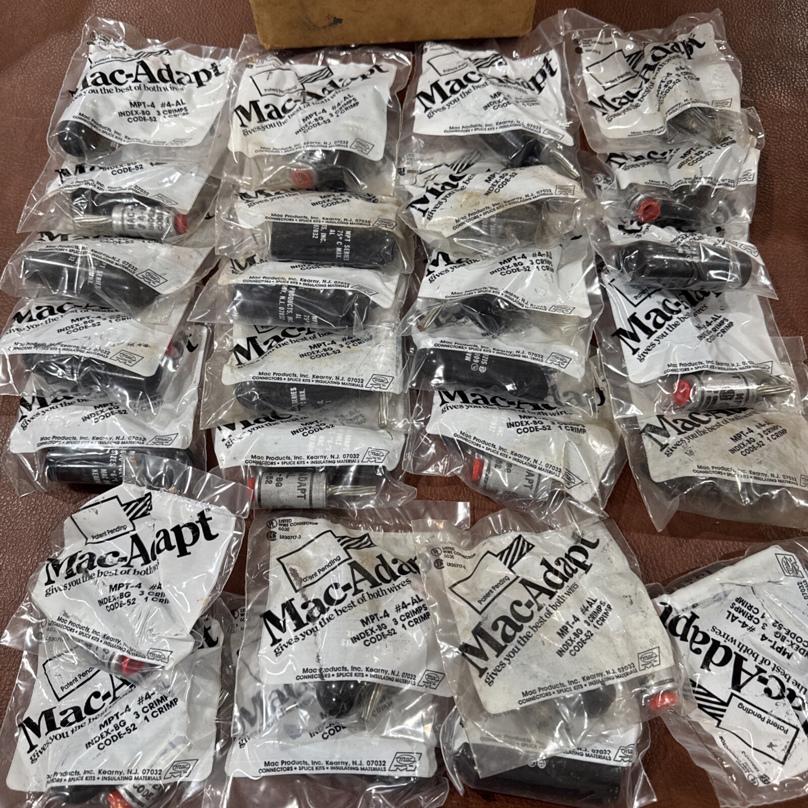 25x Mac Adapt MPT-4 #4-AL INDEX-BG 3 Crimp Code 52 Pigtail Compress Adapter JC-C