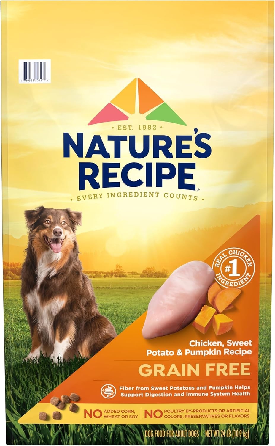 Nature’s Recipe Adult Dry Dog Food – Chicken, Sweet Potato, Pumpkin – 24 Lb. Bag