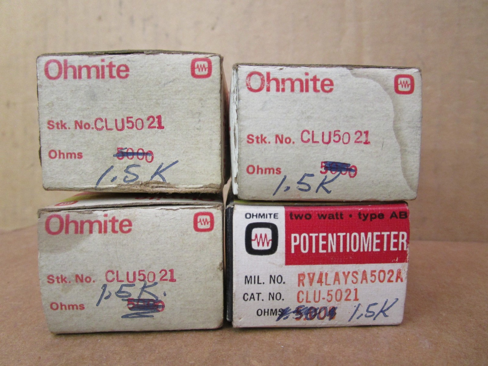 New Open Box Lot of 4 Pieces Ohmite RV4NAYSD152A CMU 1521 Ohms 1.5K 51554LR