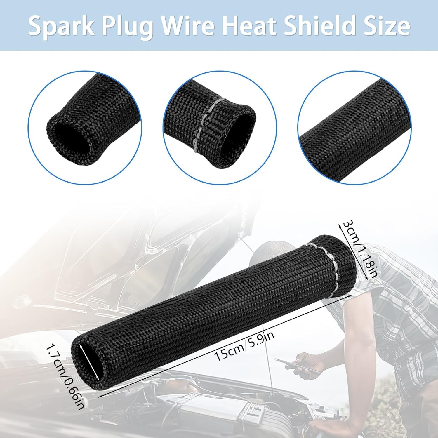8pcs 2500° 6″ Spark Plug Wire Protector Boots Sleeve Heat Shield Cover fits MOST