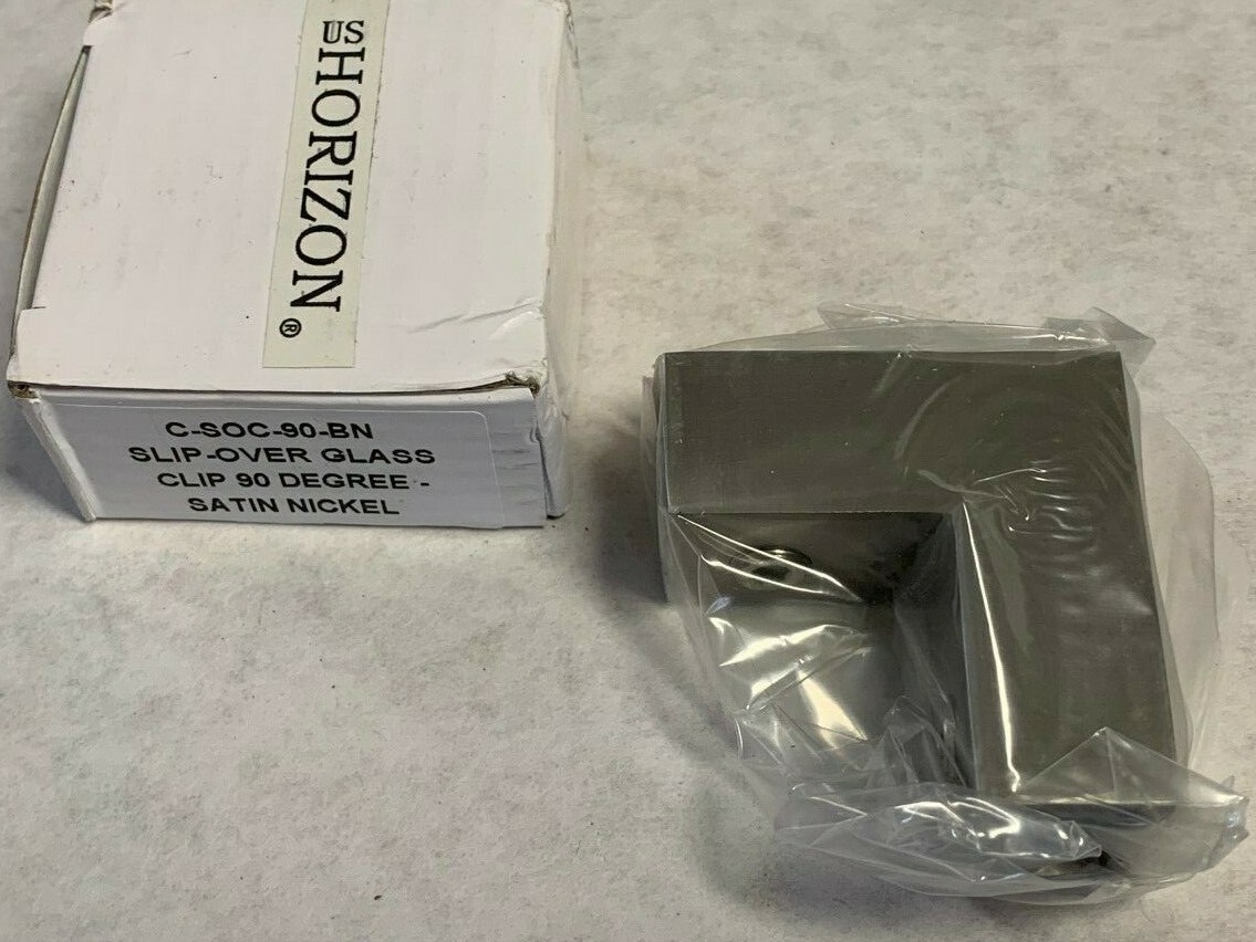 C-SOC-90-BN 90° Slip-Over Glass Clip Satin Nickel