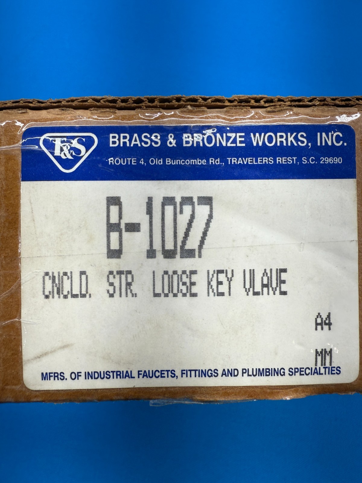 T&S Brass and Bronze B-1027 Concealed Straight Loose Key Stop Valve Assembly