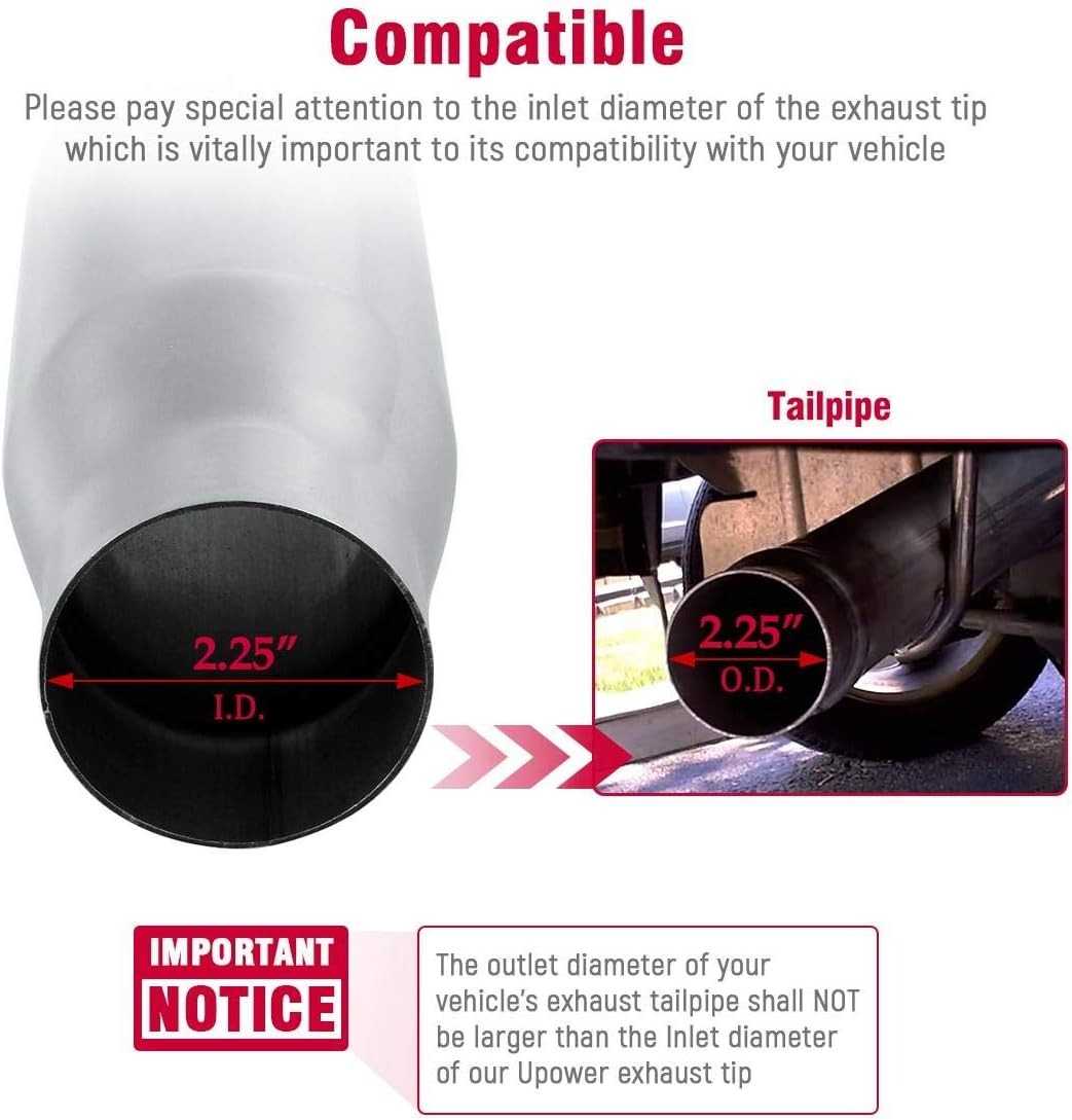 Upower Stainless Steel Exhaust Tips 8in