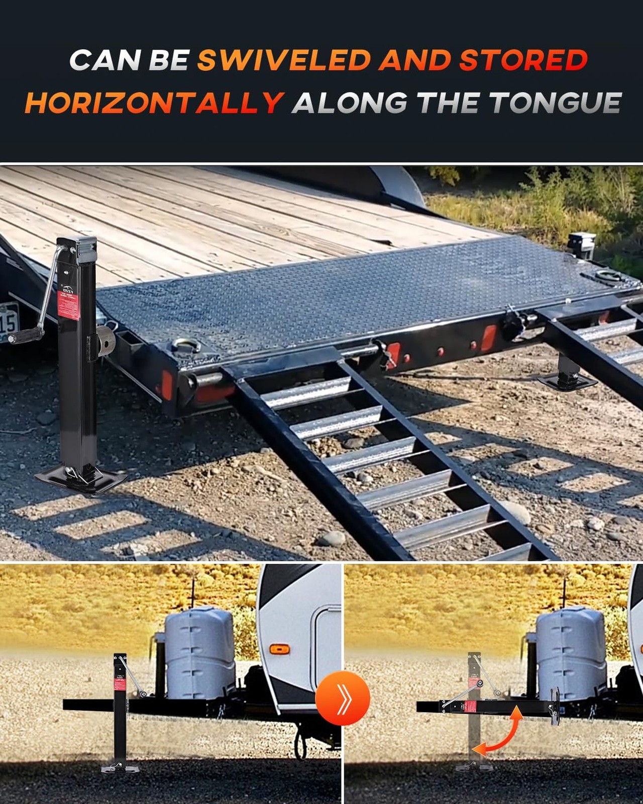 8000 lbs Swivel Trailer Jack, Weld-On Pipe Mount Tongue Jack,28.6″ Vertical T…