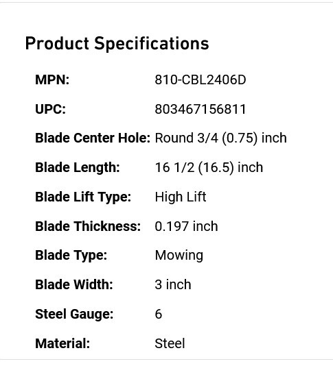 1 NEW 8TEN C-BLD-0284 1004772 LAWNRAZOR HIGH LIFT BLADE NNB ***MAKE OFFER***