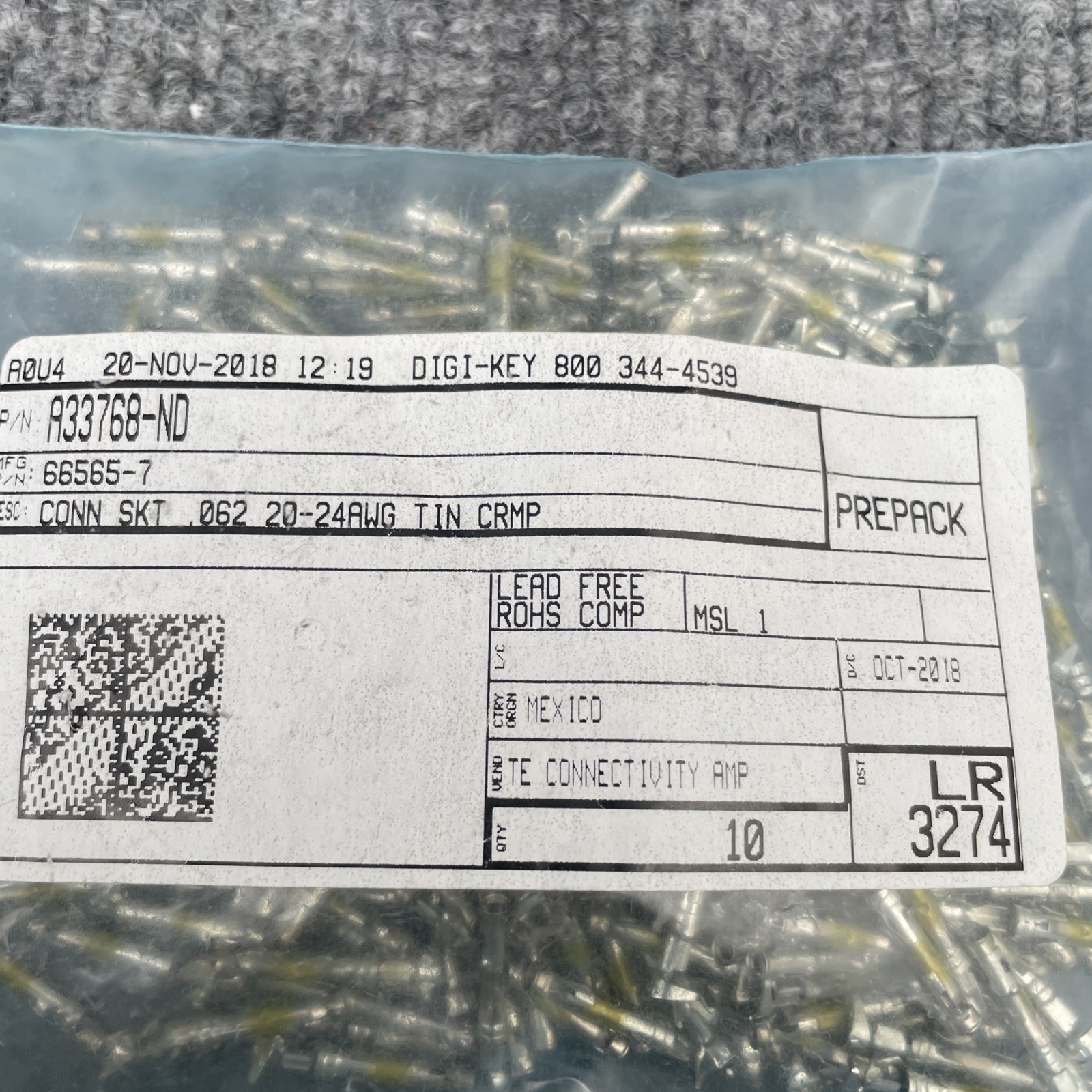 Lot of 150 – TE AMP 66565-7 Type III+ Series Female Crimp Contact New Other