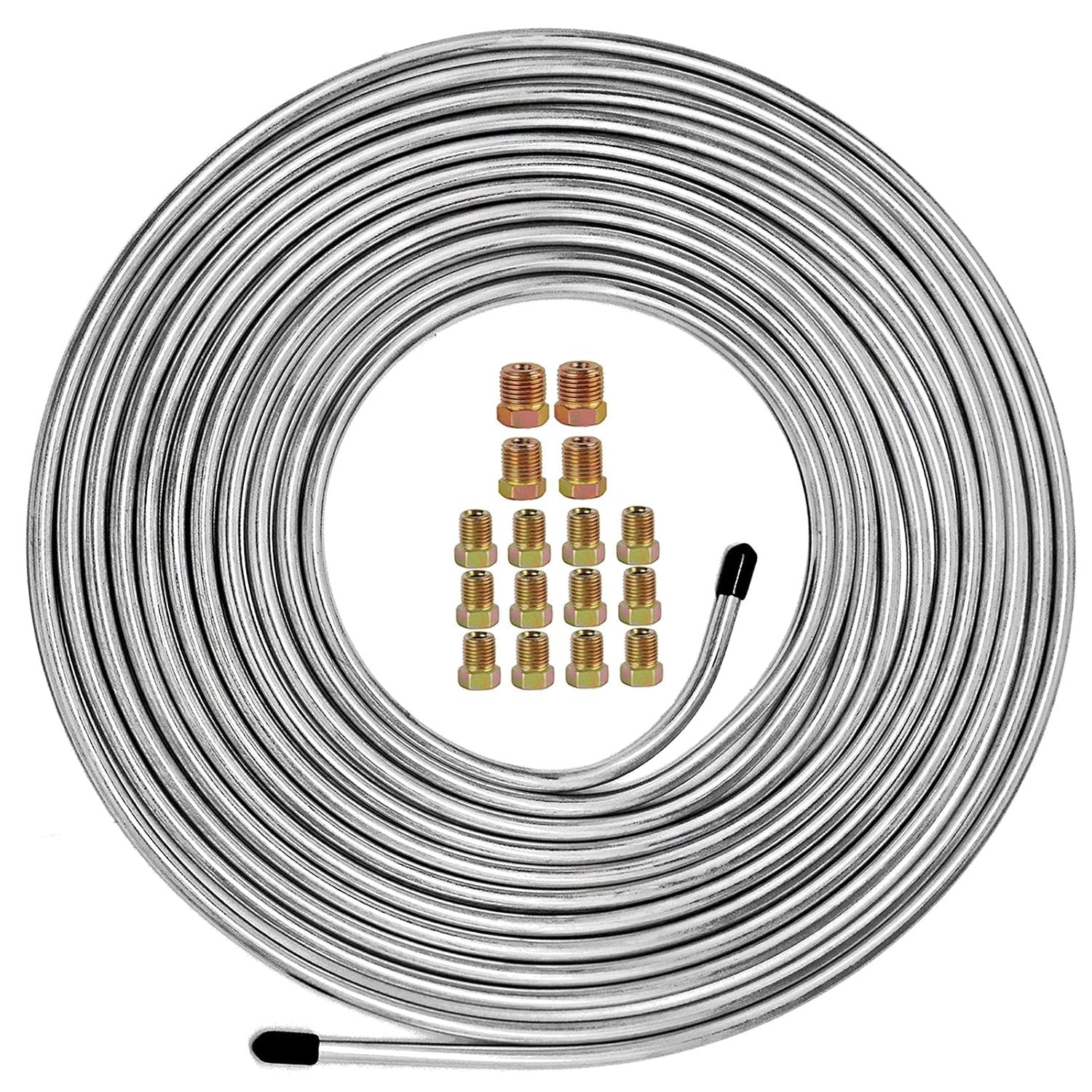 Zinc Coated Flexible Brake Tubing Roll 25 ft 1/4″ Brake Line Kit Replacement