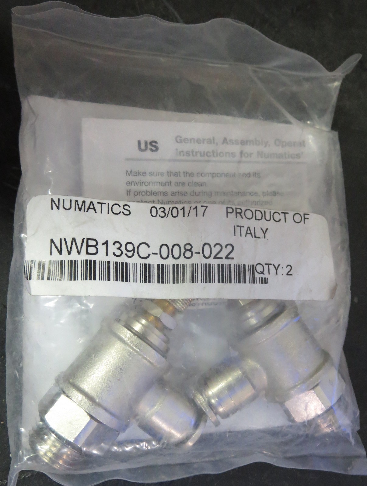 Numatics NWB139C-008-022 Thread Flow Control LOT OF 2