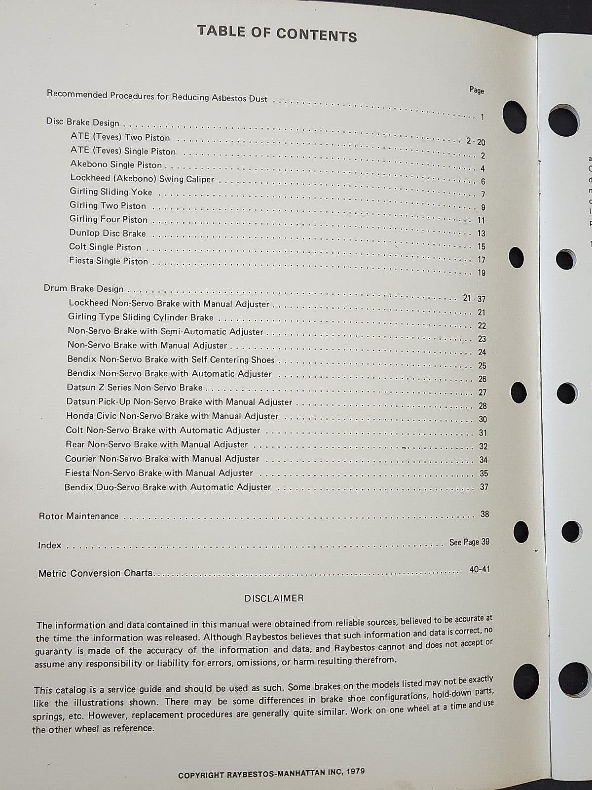 RAYBESTOS Foreign Car Brake Manual 1979