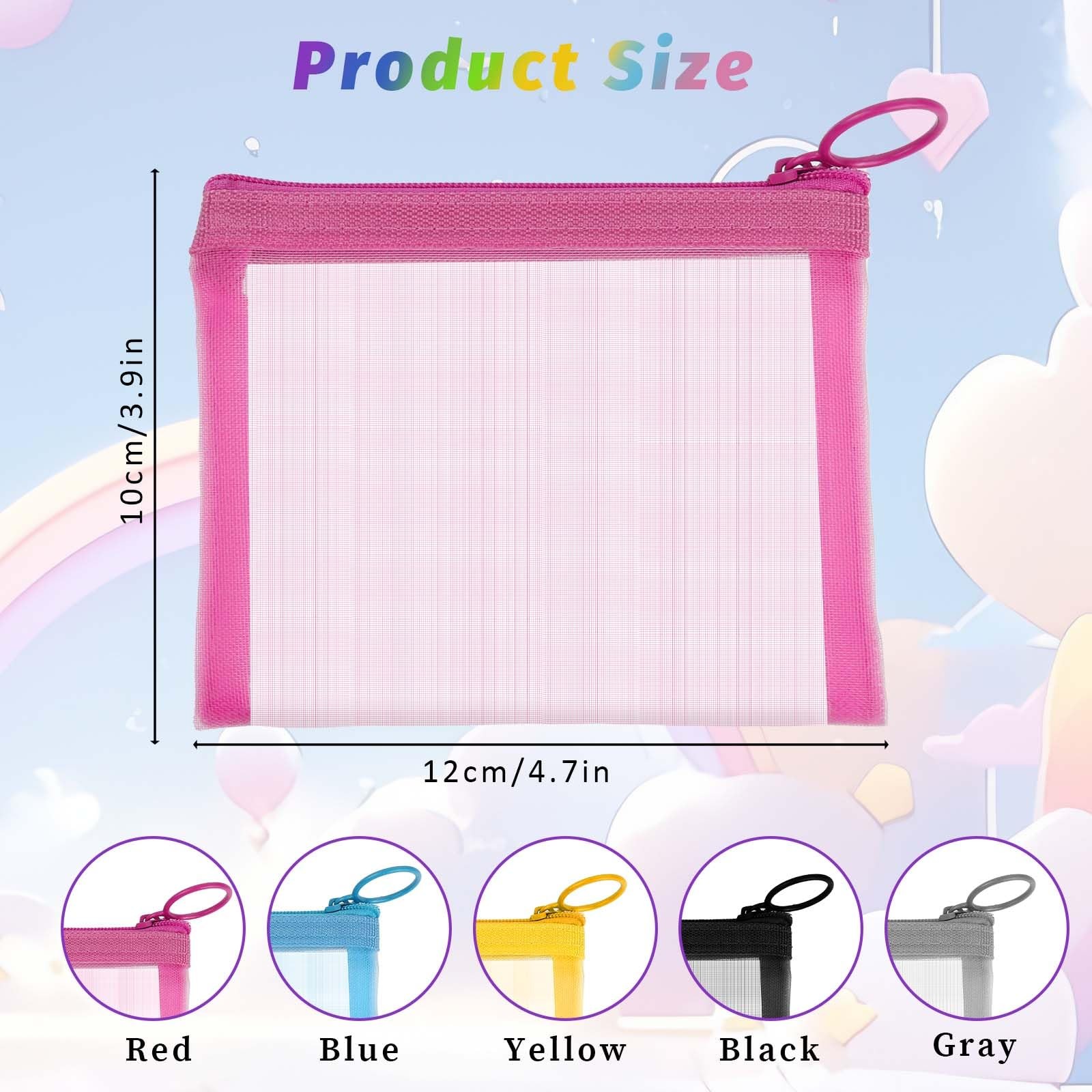 5 Pcs Mini Zipper Pouch Clear Small Mesh Small, Multicolor
