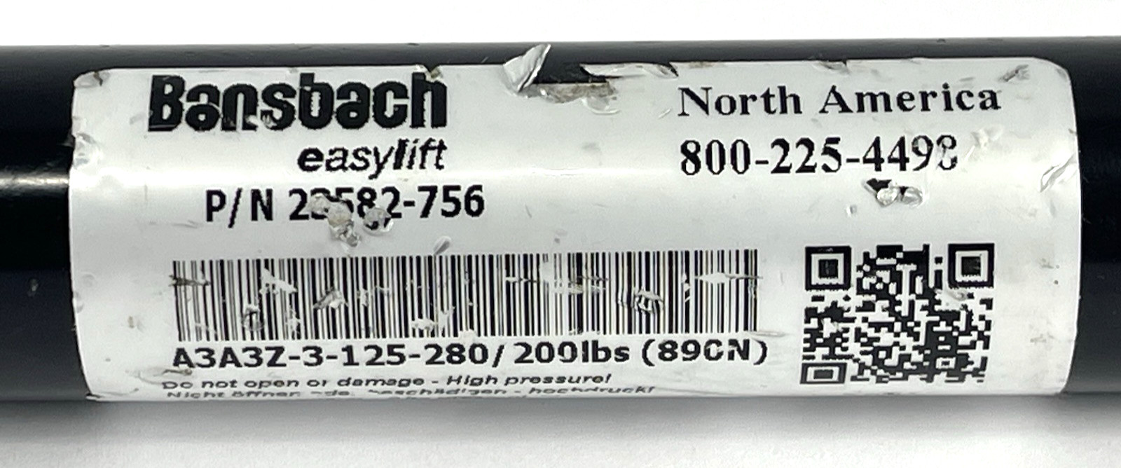 Bansbach EasyLift Traction Gas Spring 23582-756 – A3A3Z-3-125-280/200lbs (890N)