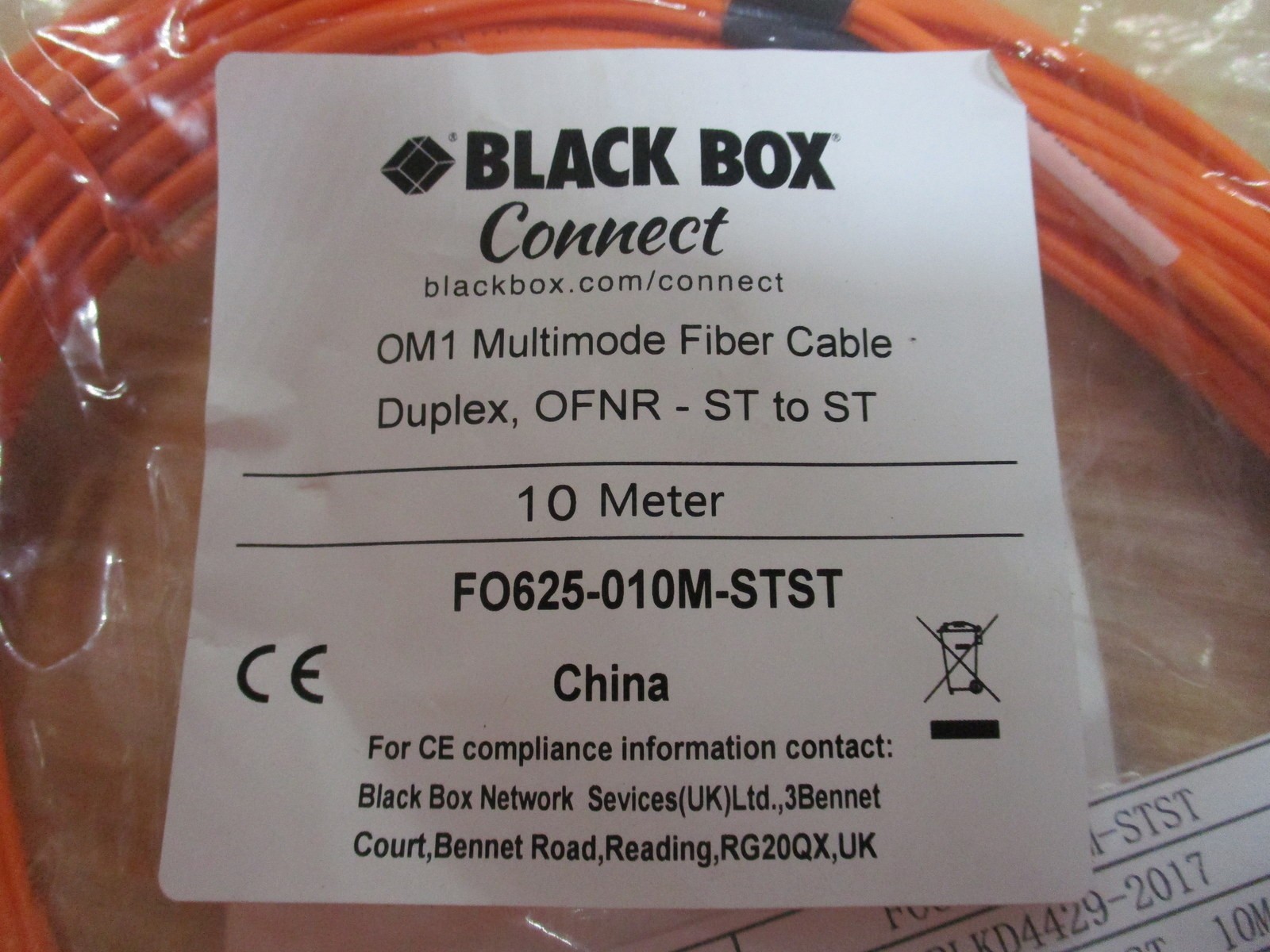 Black Box FO625-010M-STST OM1 Multimode Fiber Cable