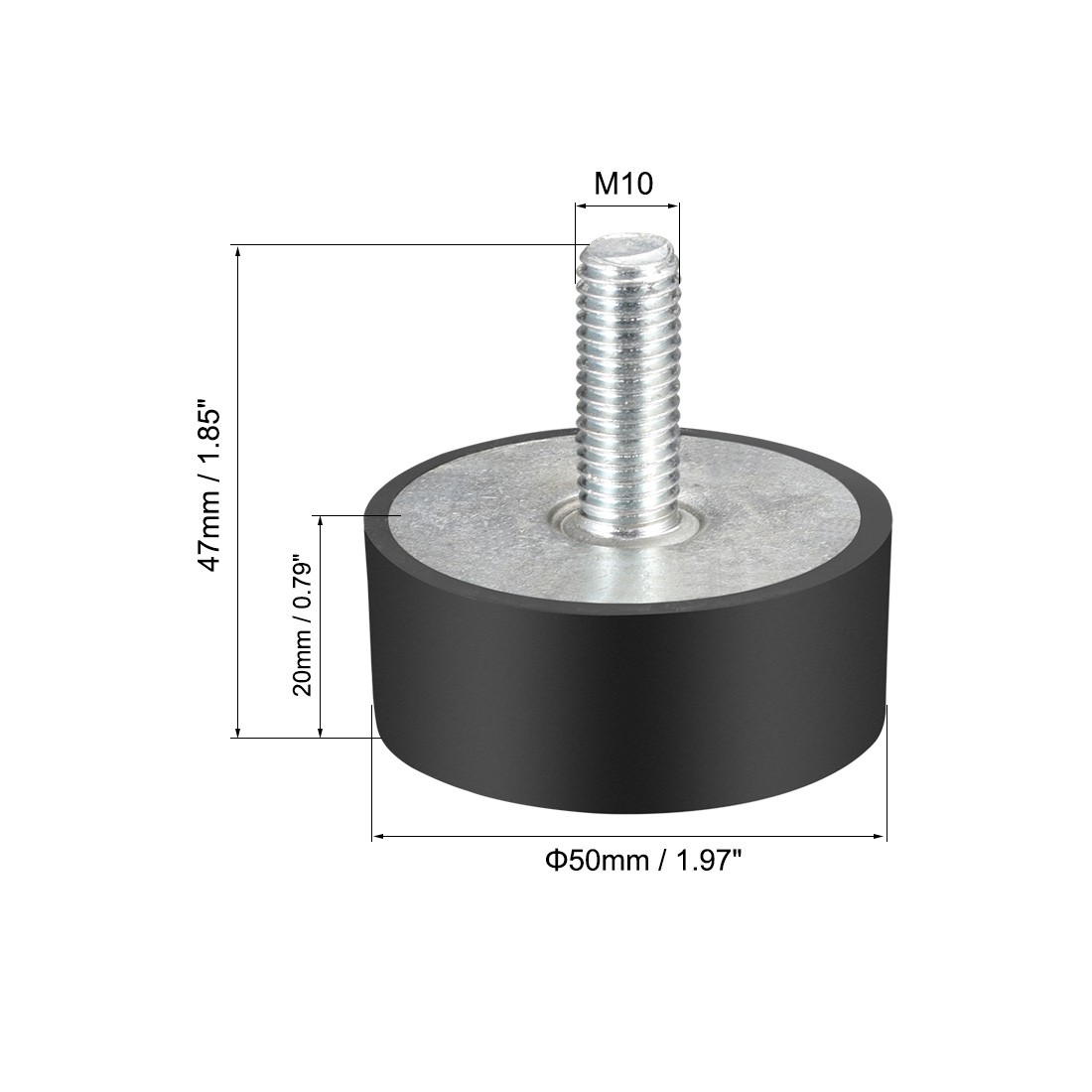 M10 Rubber Vibration and Shock Absorption Mount w Thread Stud, 1.97″ x0.79″,2pcs