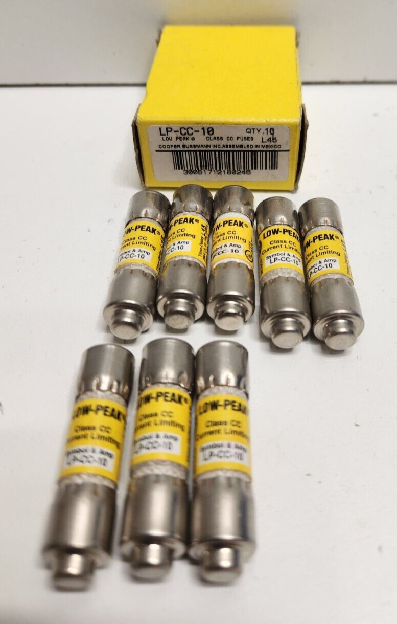 LOT OF 8 NEW IN BOX! BUSSMANN 10A 600V CC-CLASS FUSES LP-CC-10