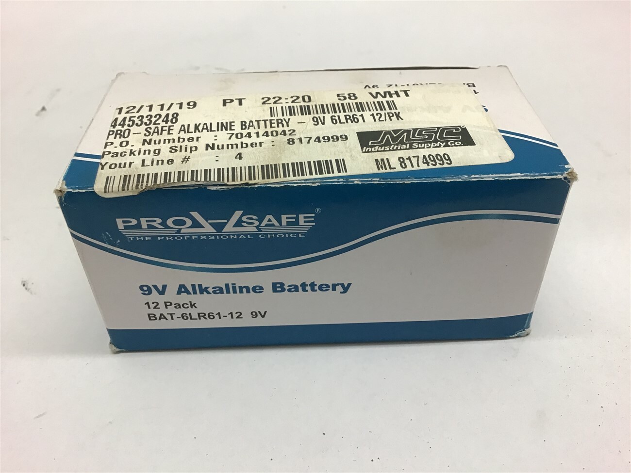 Pro-Safe 9v Alkaline Battery Lot of 12
