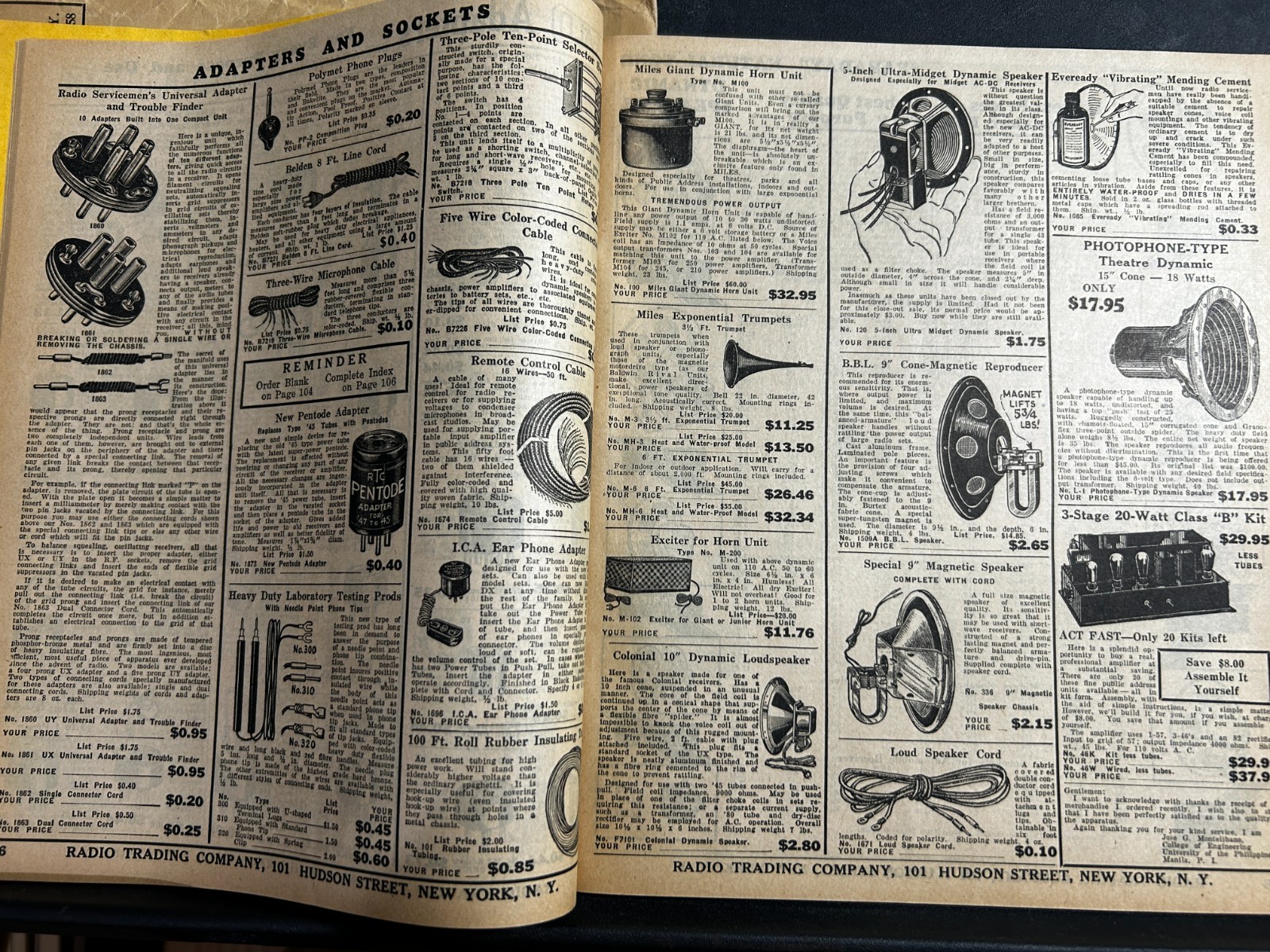 Radio Trading Co. Vintage 1935 Catalog Short Wave Treatise Radio Parts Speakers
