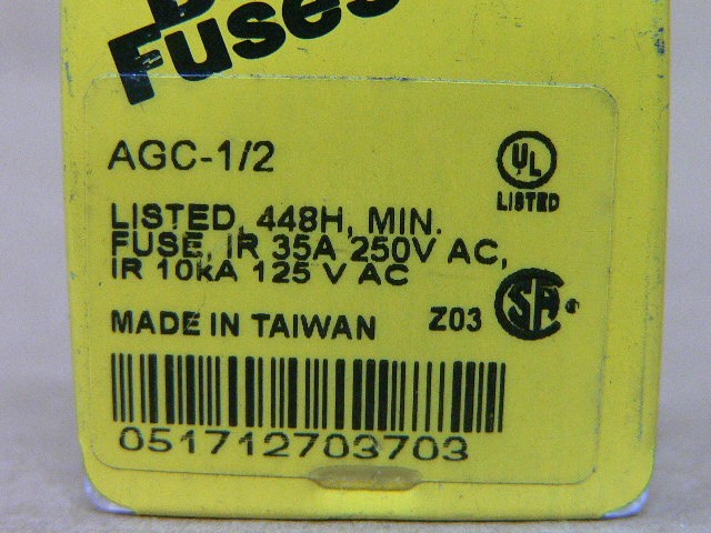 Bussmann Agc-1/2 Fuse 1/2A