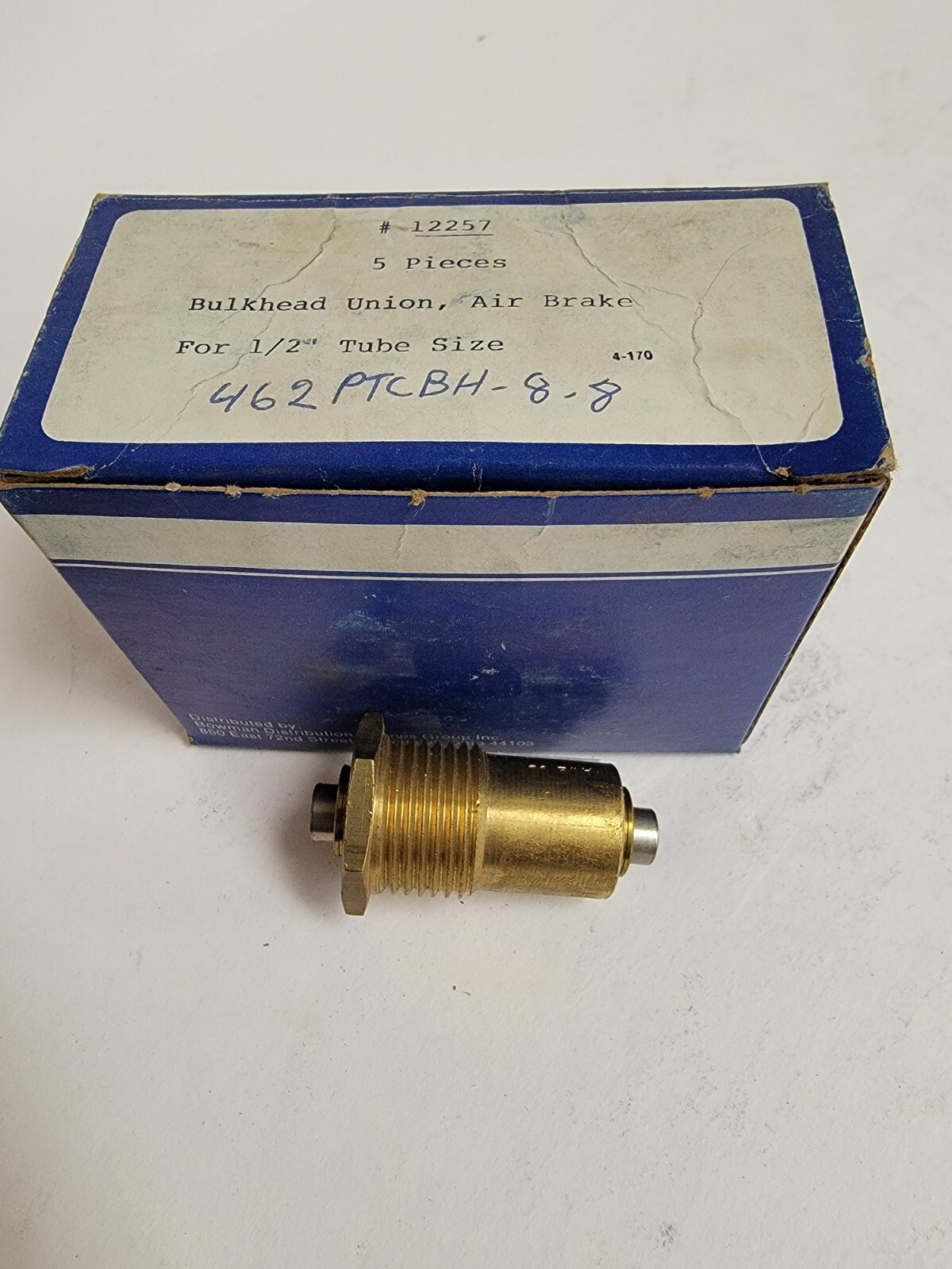 5 PC. BOWMAN BULKHEAD UNION, AIR BRAKE. 1/2″. 12257. 462PTCBH-8-8. (5 PER BOX).