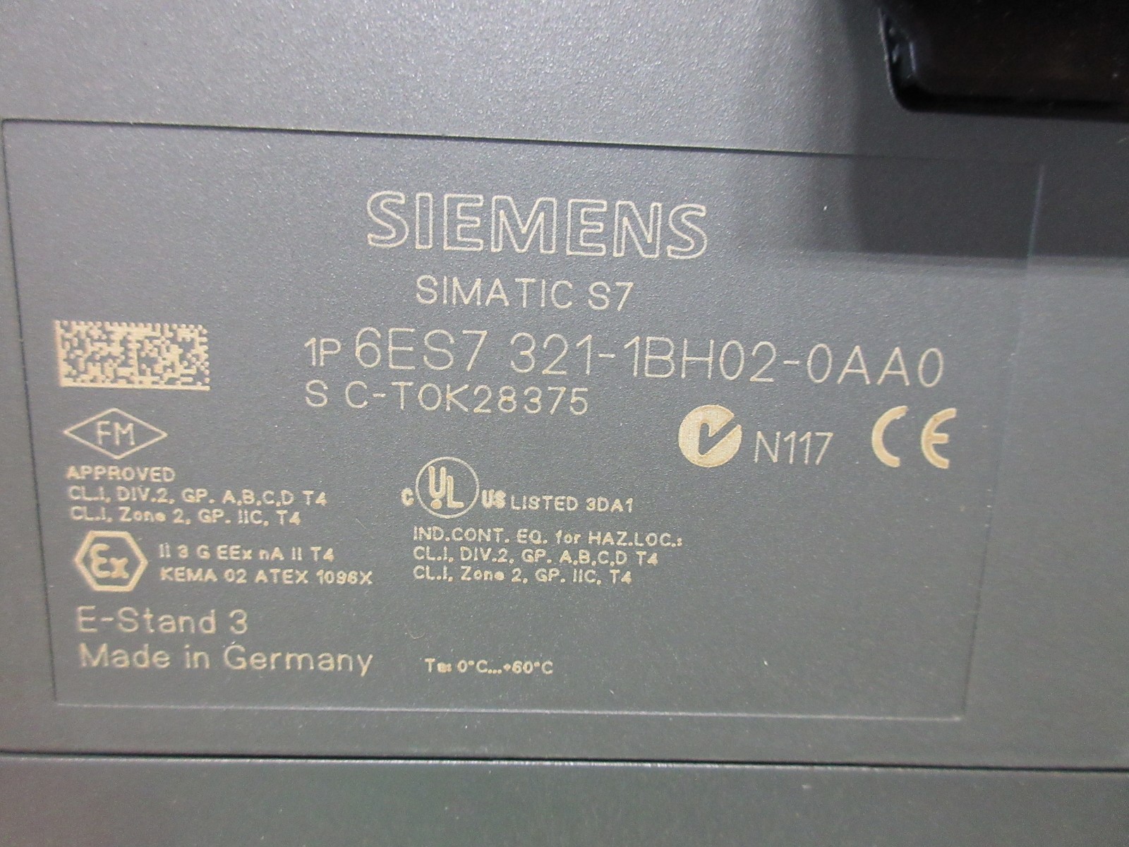 SIEMENS INTERFACE MODULE SIMATIC 321 S7 C-TOK28375 N117 1P 6ES7 321-1BH02-0AA0