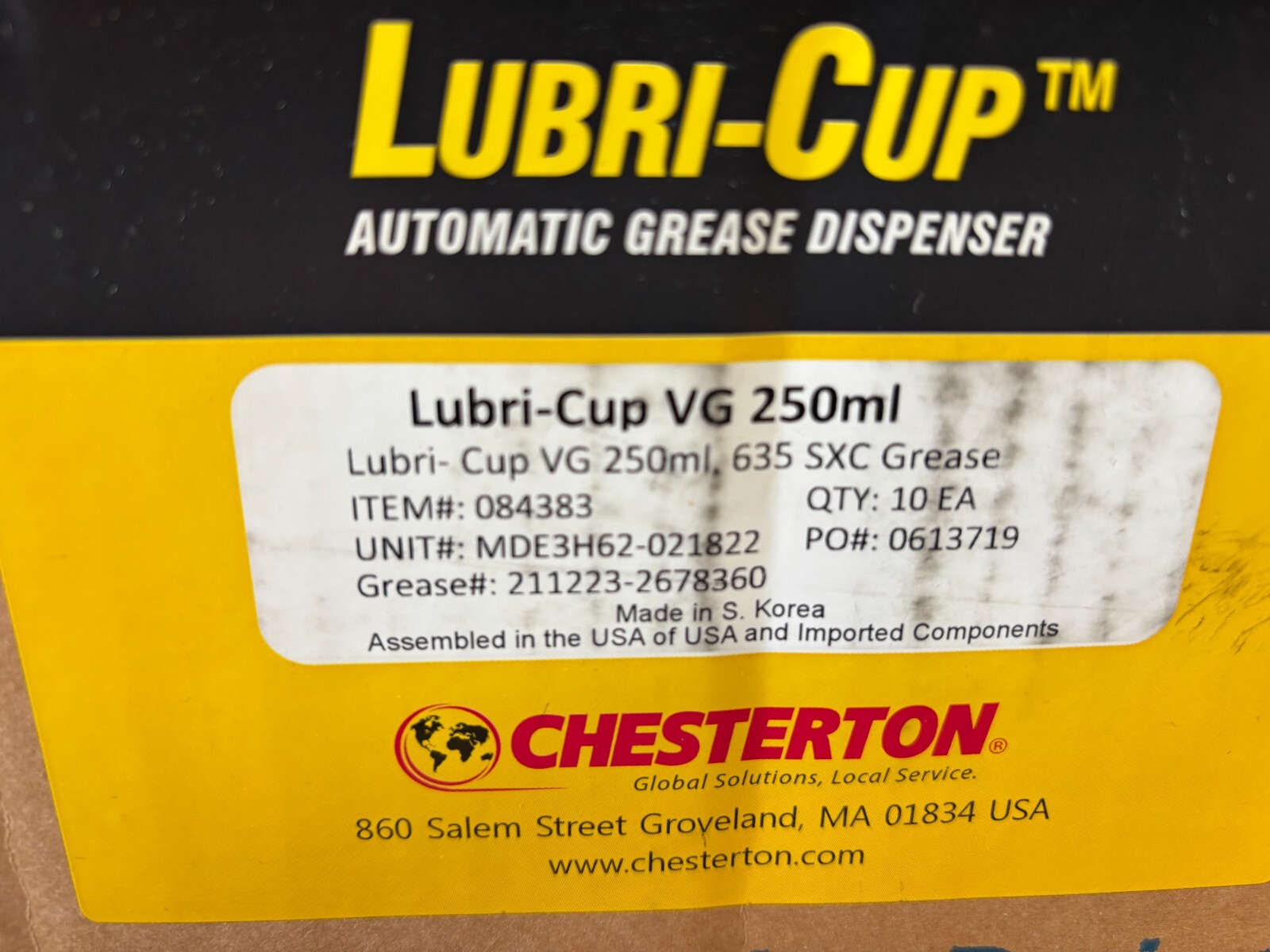 CHESTERTON #084383 LUBRI-CUP VG 250 ML SXC 635 GREASE (1 CASE OF 10 EA)