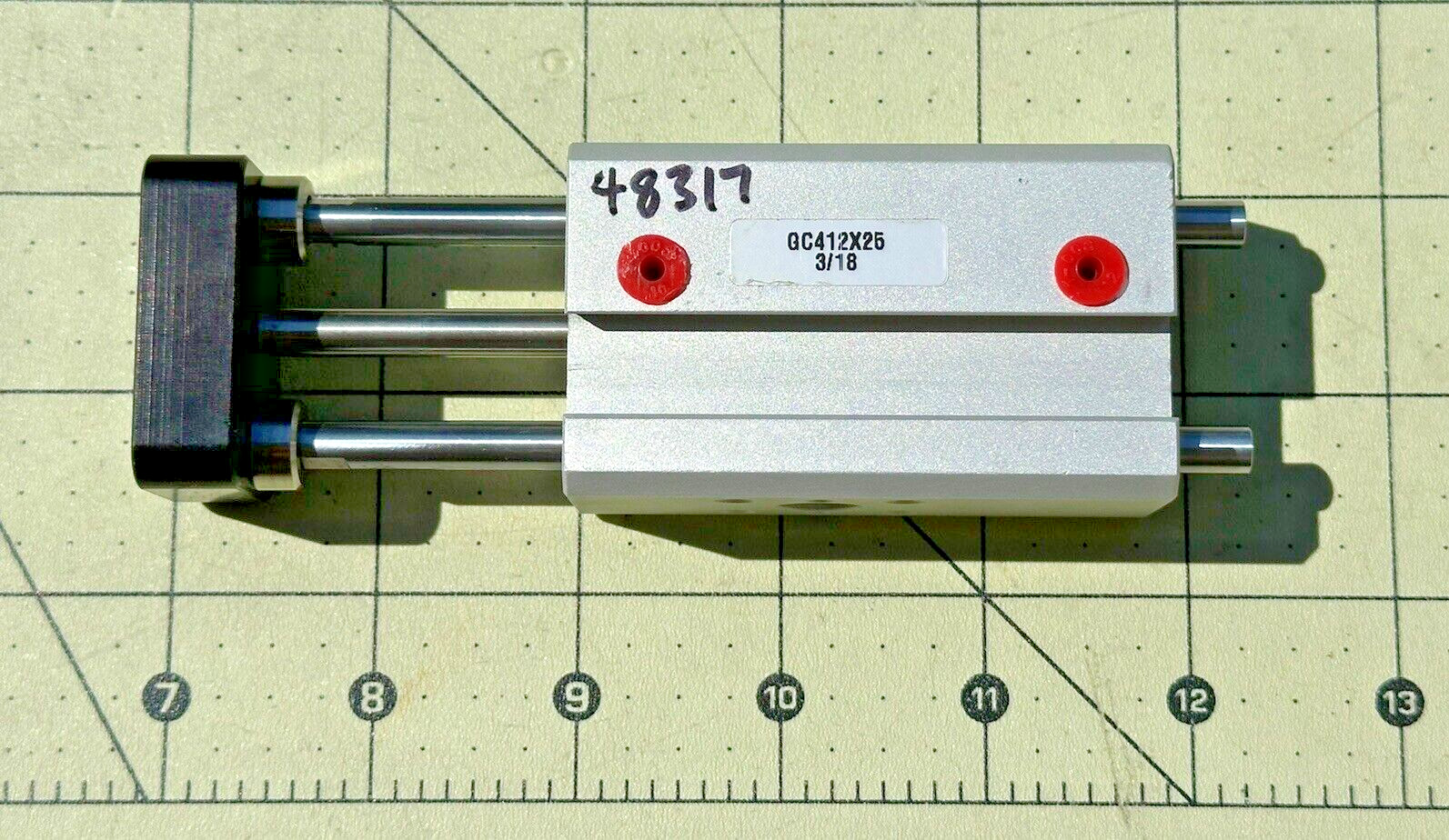 PHD QC 412×25 Pneumatic Indexer Slide 3/18 1” Travel 1/8” NPT Twin Piston New
