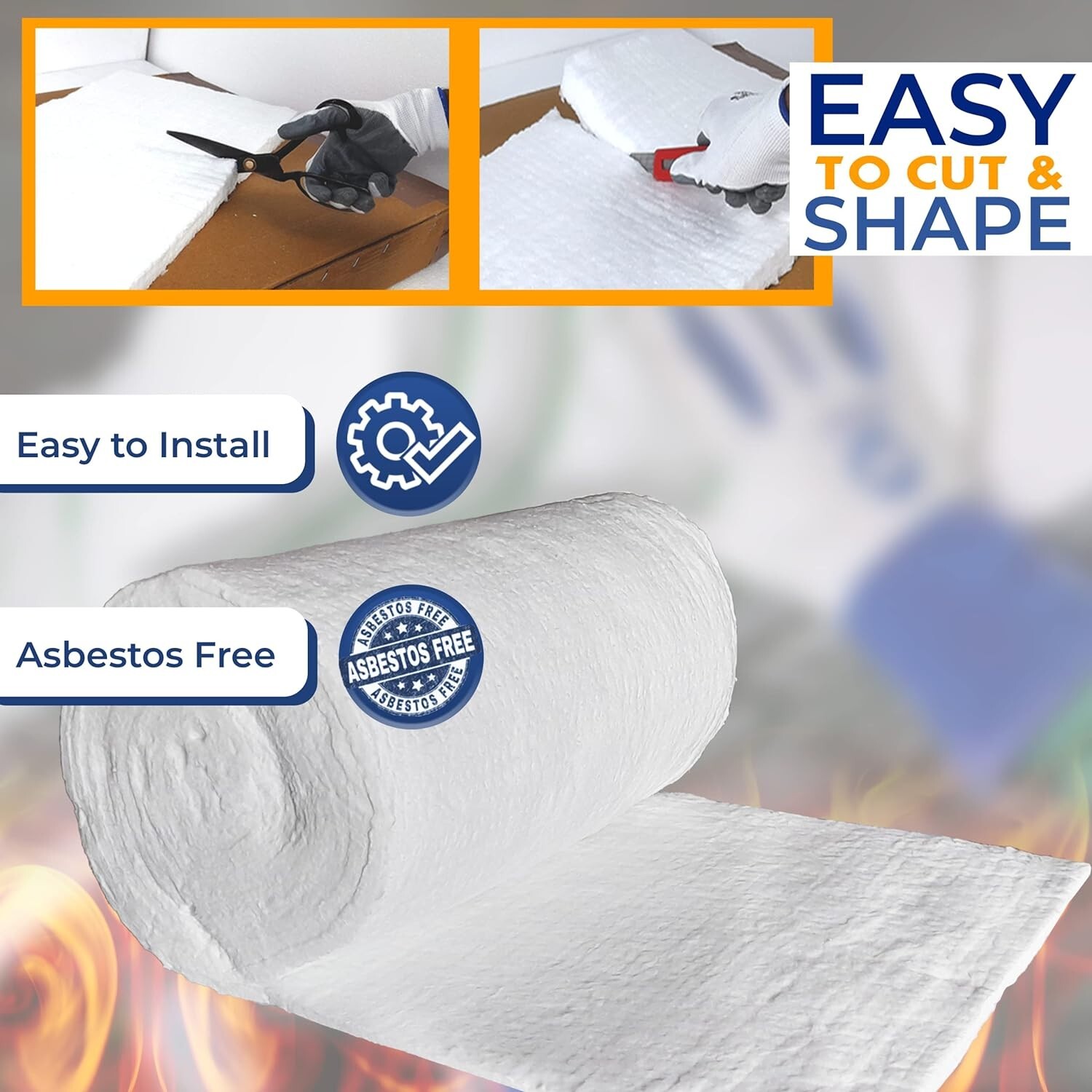 Ceramic Fiber Blanket – 2400F 8# , High Temp Thermal Insulation, 1/2″x24″x12.5′