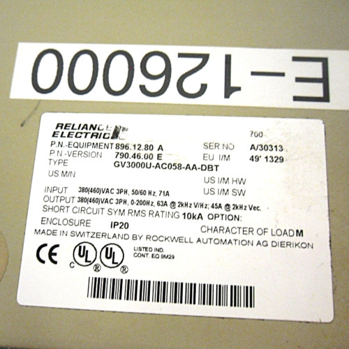 REPAIRED BALDOR RELIANCE GV3000U-AC058-AA-DBT GV3000 AC DRIVE 896.12.80 A