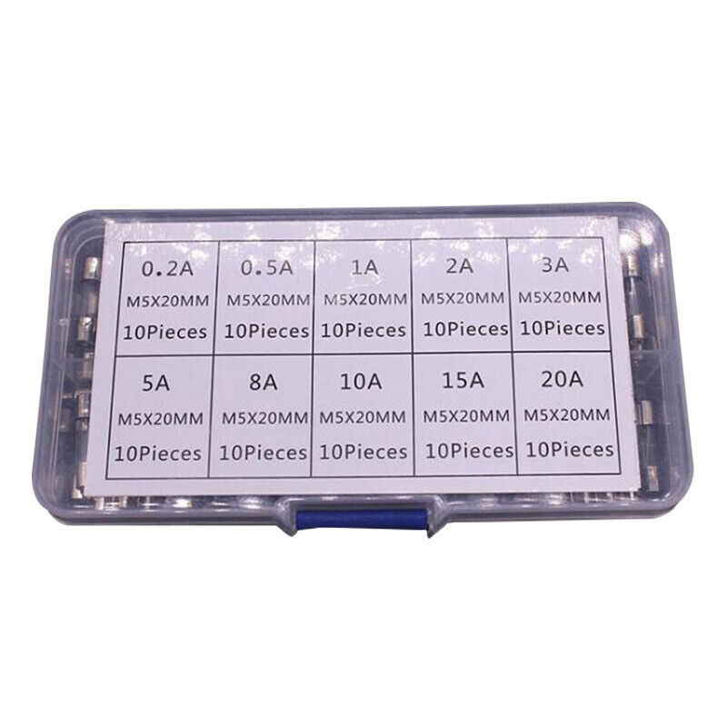 5x20mm Quick Blow Glass Tube Fuse Assorted Kits Fast-blow Glass Fuses Set 0.2-20