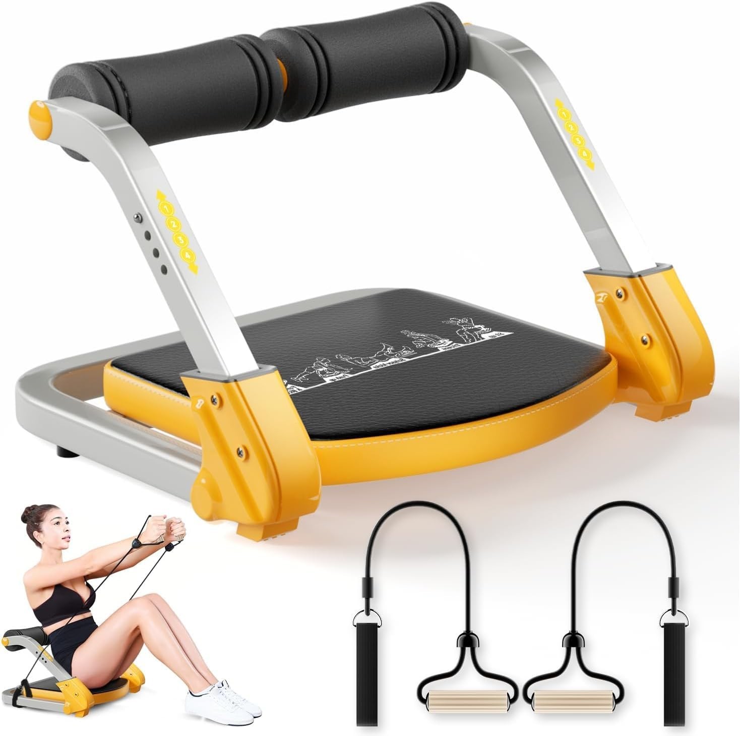 Ab Trainer/Crunch Machine, Ab Workout Equipment, 4 Adjustable Resistance, Ab….