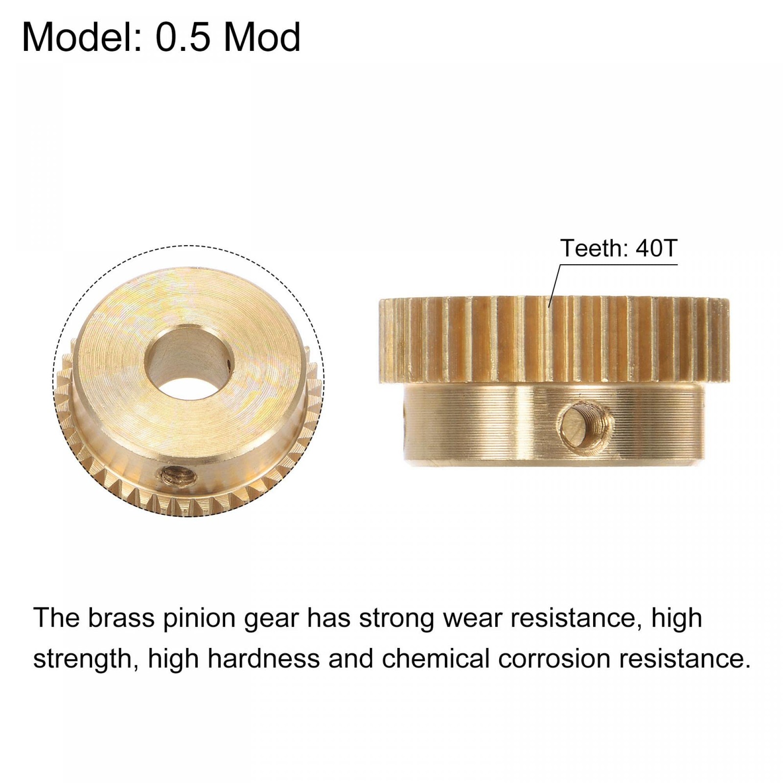 uxcell Pinion Gear Set Brass Motor Rack Straight Spur Gear with Step 0.5 Mod …