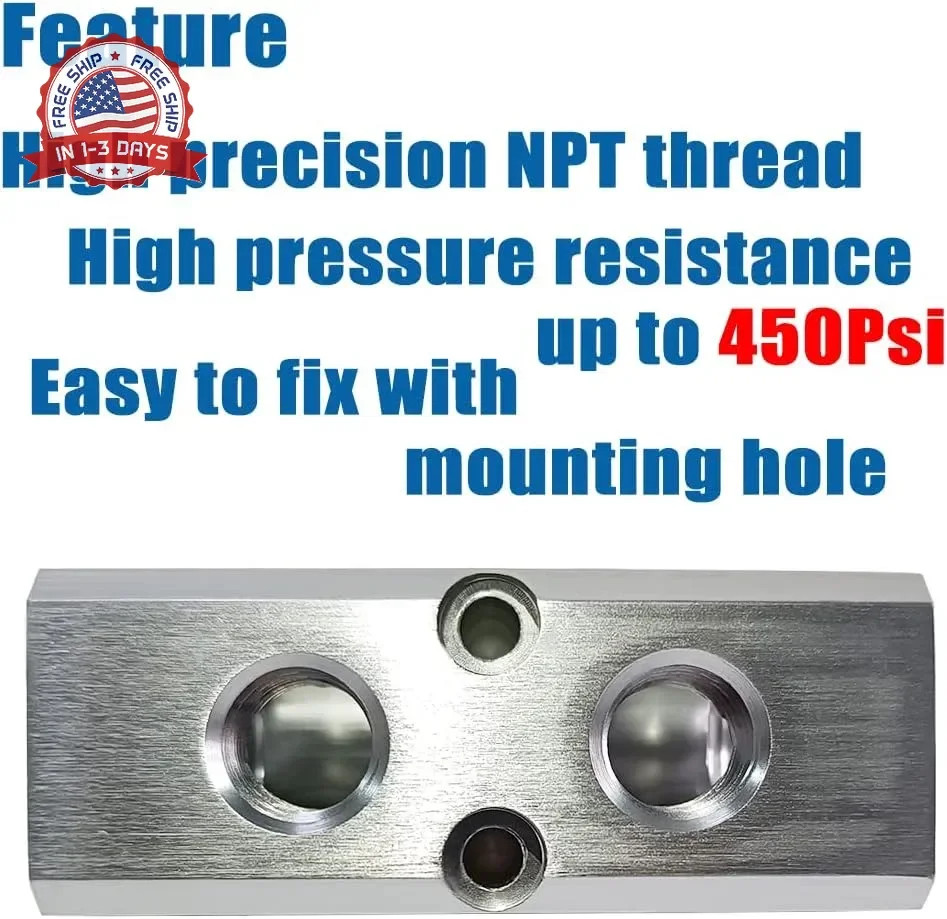 Quality 2 Way 4 Port Air Manifold 1/2″ NPT Supply Port 1/4″ NPT Outport With Mou