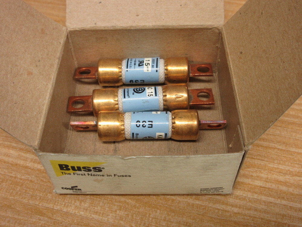Cooper Bussman KAC 15 Buss 15A Rectifier Fuse KAC15 (Pack of 3)