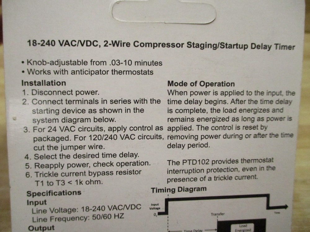 Packard PTD102 Delay On Make Timer (Pack of 9)