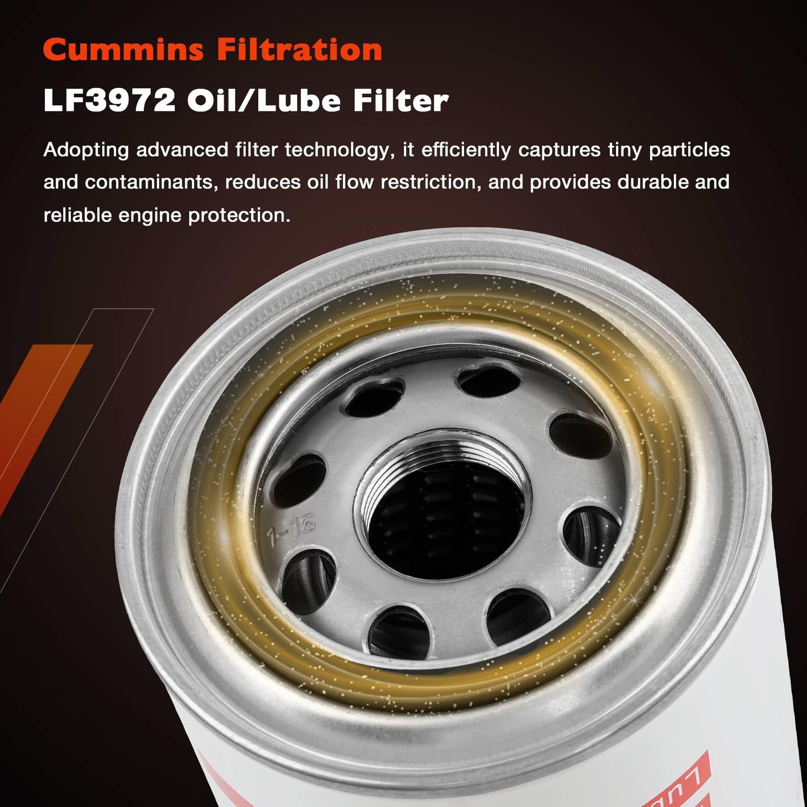 LF3972 Oil Filter Compatible With Cummins ISB 6.7, 6BT 5.9, ISV5.0, L6, OHV G…