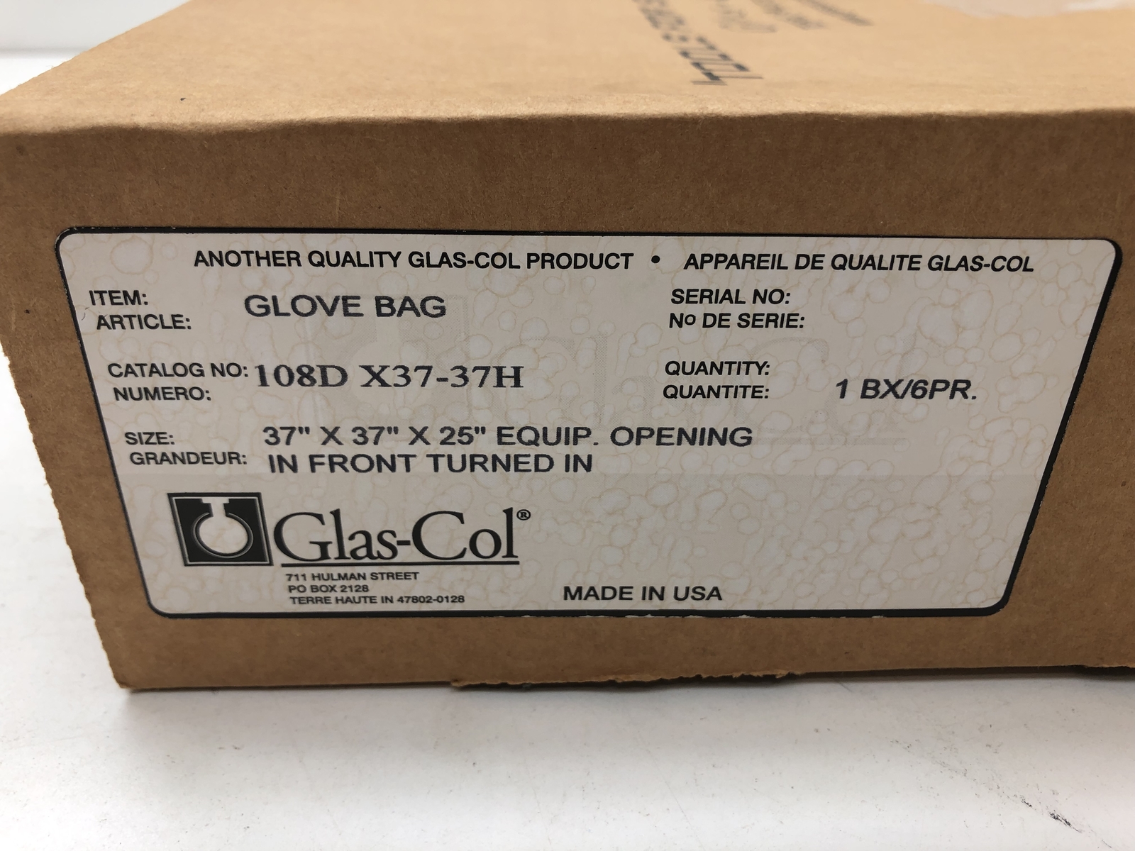 (QTY.4) GLAS-COL 108D-X37-37H INFLATABLE GLOVE CHAMBER