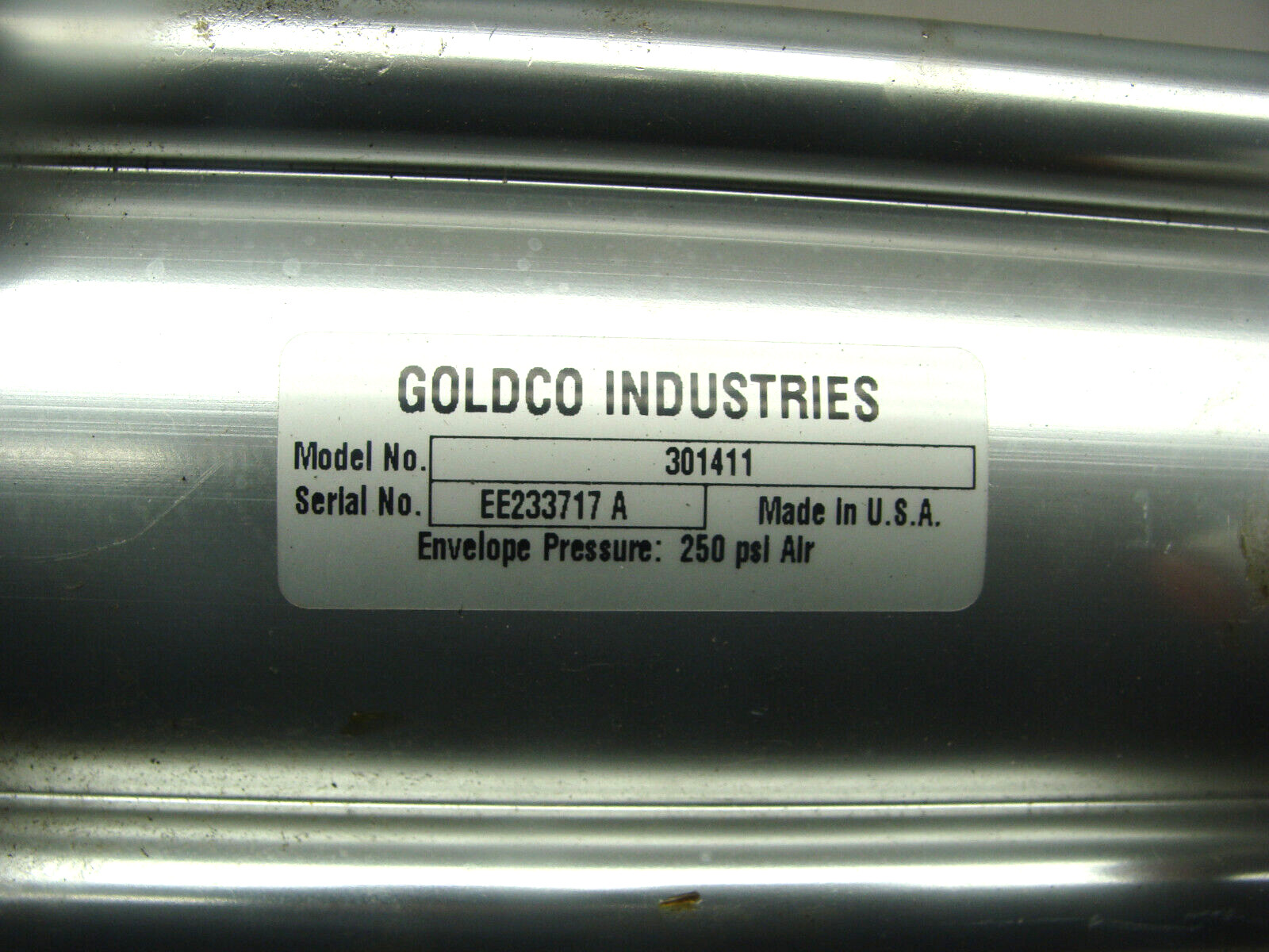 GOLDCO INDUSTRIES PNEUMATIC CYLINDER 301411 250PSI