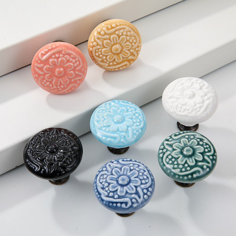 2Pcs 14x31x34mm Ceramic Drawer Knobs for Home Blue