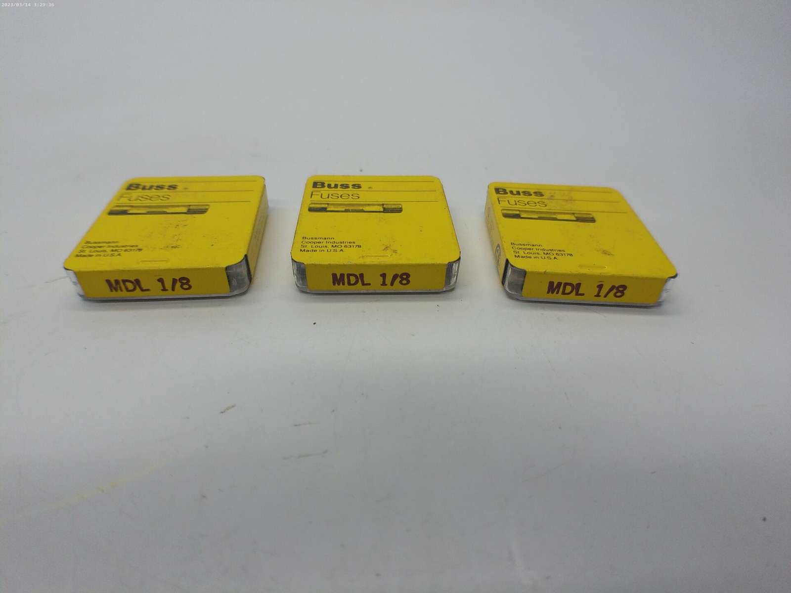 BUSSMANN MDL-1/8 FUSE LOT OF 3 PKG OF 5 NSMP
