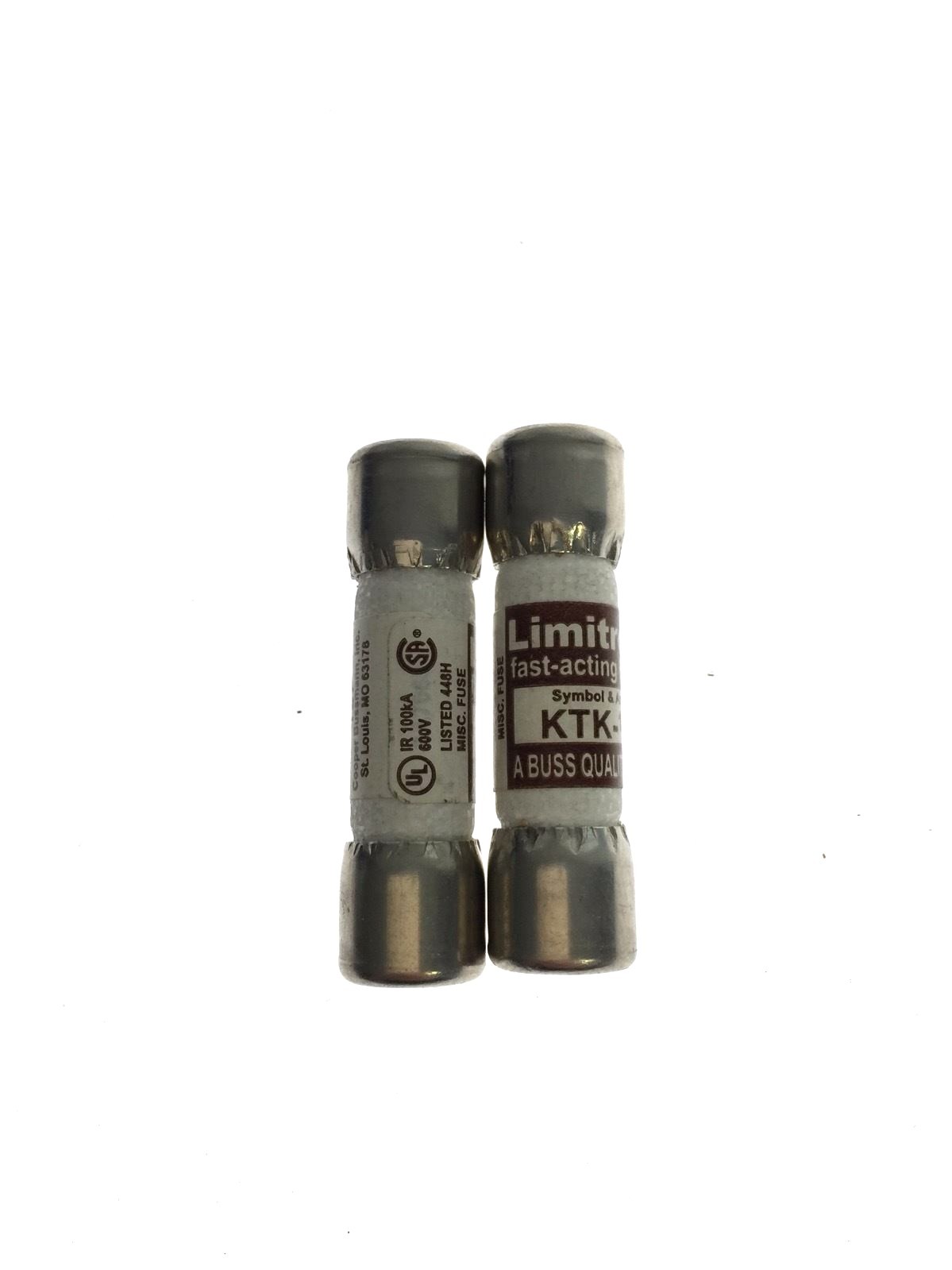 LOT OF 2 KTK 1/2 BUSSMANN LIMITRON FAST ACTING FUSE, NEW NO BOX, FAST SHIP, H91