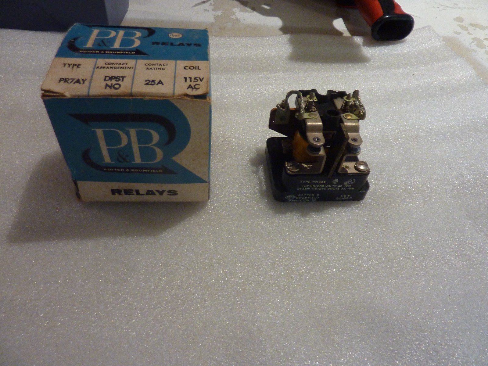 Potter & Brumfield P&B PR7AY Relay 115V 50/60Hz 25A DPST NO New Open Box