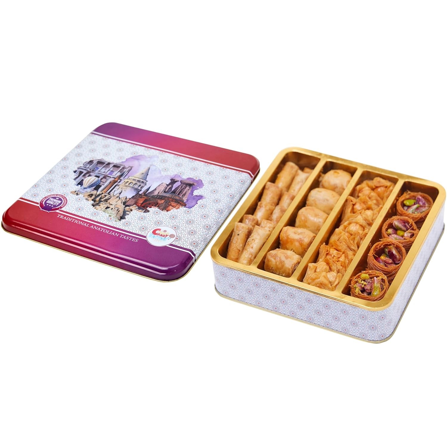 Premium Baklava Pastry Gift Box Halal Snacks, 8oz Box Turkish Dessert