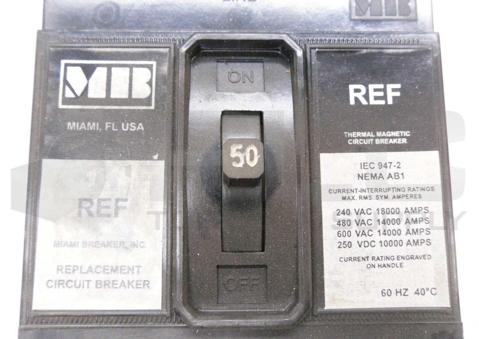 NEW MIAMI BREAKER REF3-B050 CIRCUIT BREAKER 50A 600VAC 250VDC 3 POLE