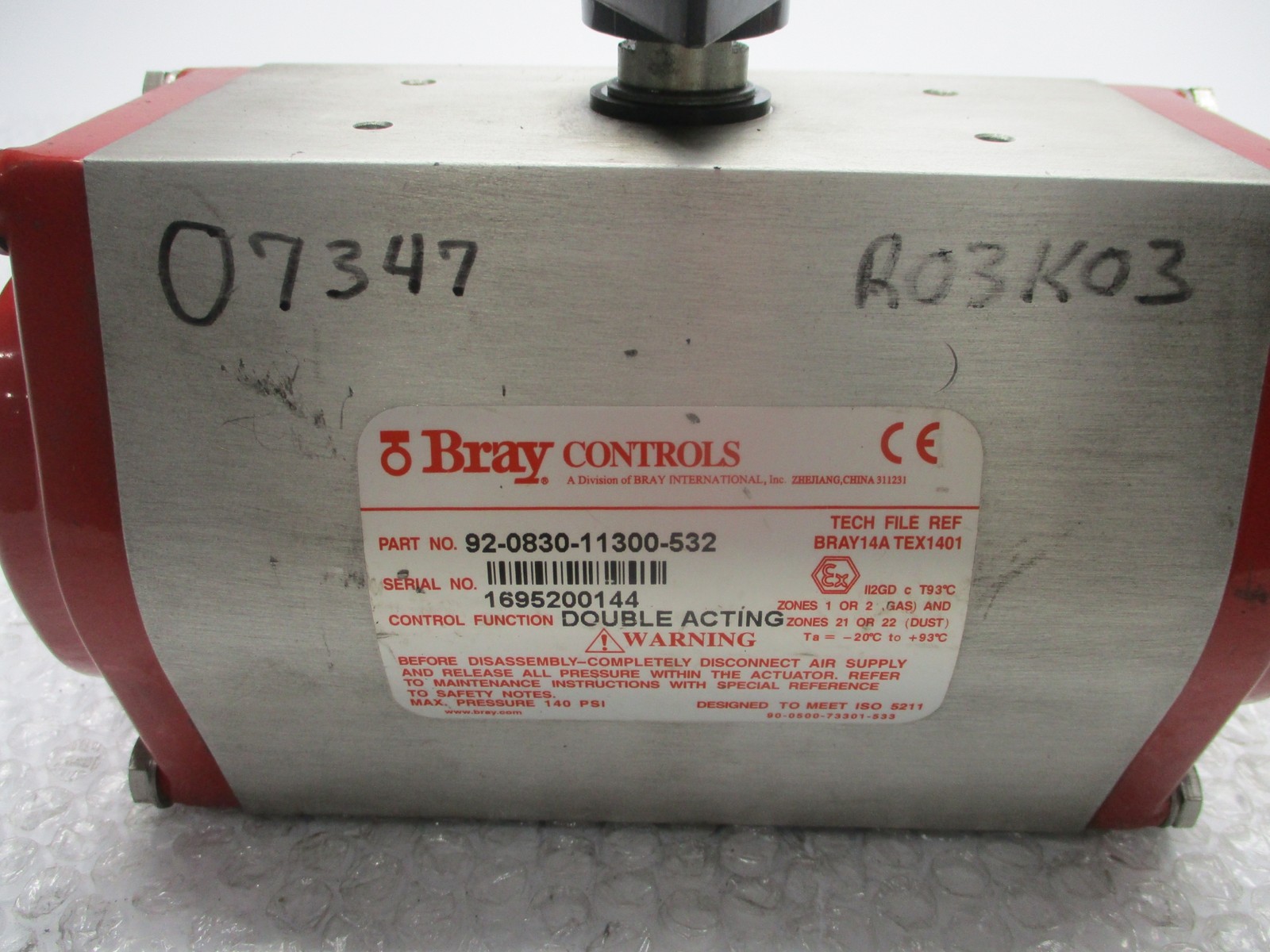 BRAY CONTROLS 92-0830-11300-532 ACTUATOR 140PSI NSNP