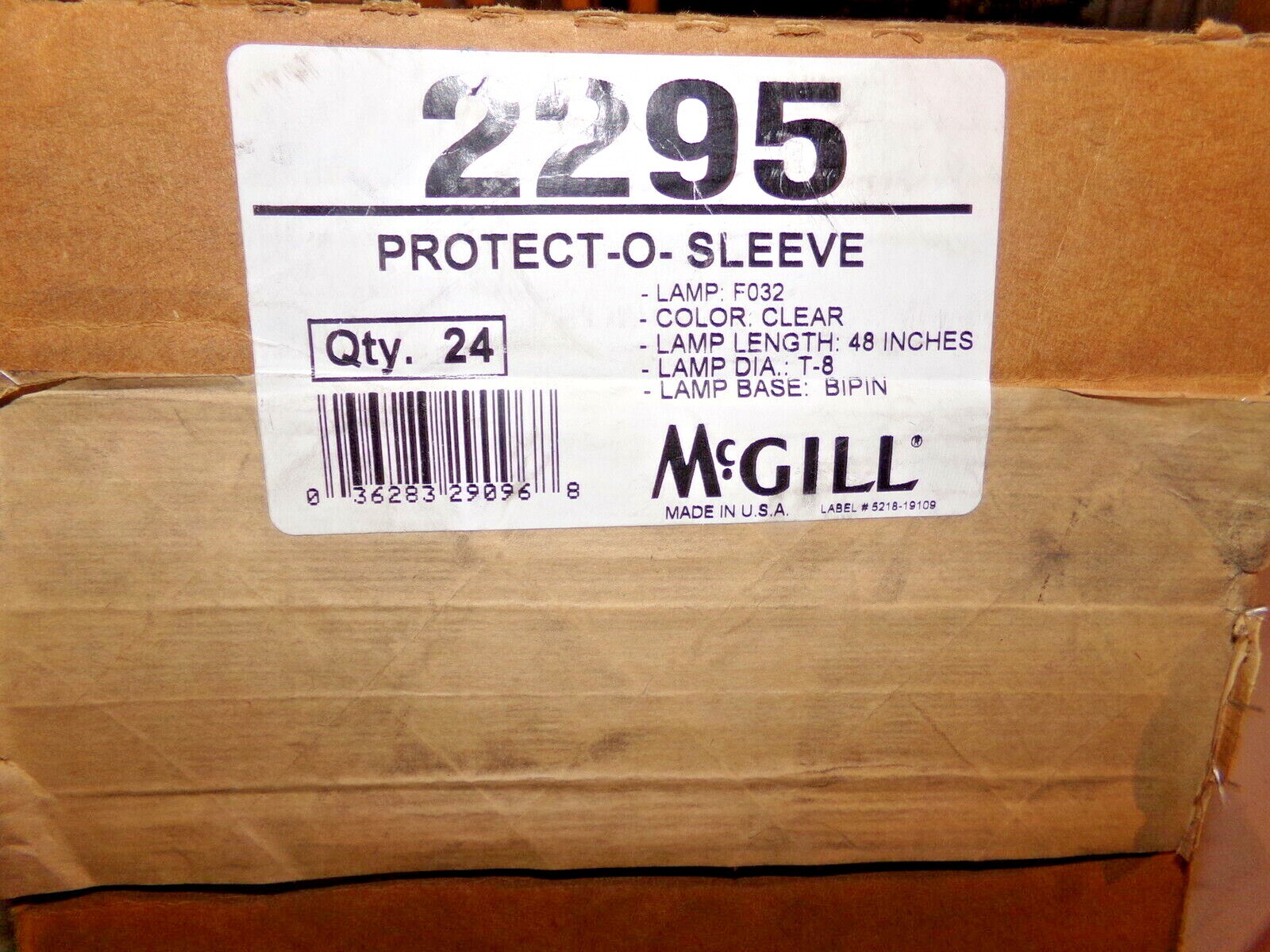 NEW McGill Protect-O-Sleeve 2295 F032 Clear 48″ T-8 *FREE SHIPPING* single