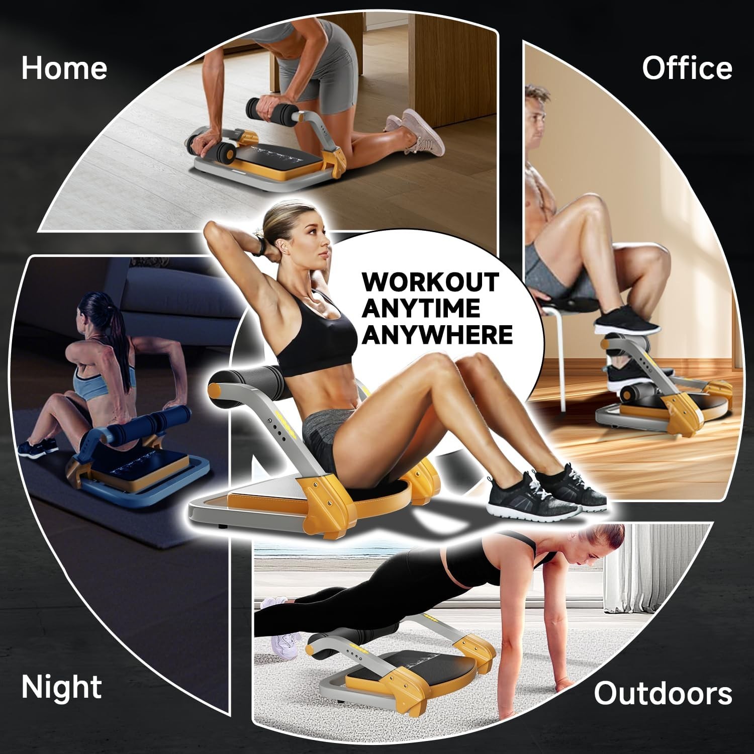 Ab Trainer/Crunch Machine, Ab Workout Equipment, 4 Adjustable Resistance, Ab….