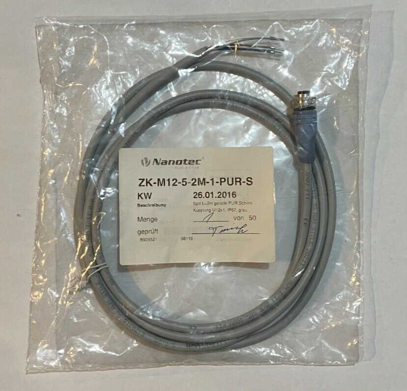 Nanotec 2 Meter M12 5-Wire PUR Cable ZK-M12-5-2M-1-PUR-S Lot of 9